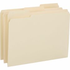 Business Source 1/3 Tab Cut Letter Recycled Top Tab File Folder 8 1/2" x 11" - 3/4" Expansion - Top Tab Location - Assorted Tab Position - 14 pt. - 1 Plys - Manila - Heavyweight, Durable - 10% Recycled - 50 / Box