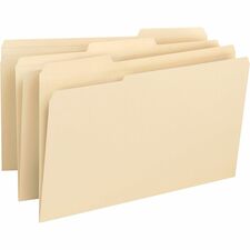 Business Source 1/3 Tab Cut Legal Recycled Top Tab File Folder 8 1/2" x 14" - 3/4" Expansion - Top Tab Location - Assorted Tab Position - 14 pt. - 1 Plys - Manila - Heavyweight, Durable - 10% Recycled - 50 / Box