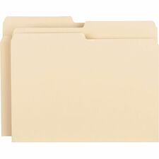 Business Source 1/2 Tab Cut Letter Recycled Top Tab File Folder 8 1/2" x 11" - 3/4" Expansion - Top Tab Location - Assorted Tab Position - 11 pt. - 1 Plys - Manila - Rounded Corner - 10% Recycled - 100 / Box
