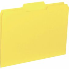 Business Source 1/3 Tab Cut Letter Recycled Top Tab File Folder 8 1/2" x 11" - Top Tab Location - Assorted Tab Position - 11 pt. - 1 Plys - Yellow - 10% Recycled - 100 / Box