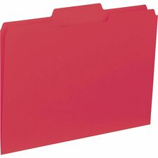 Business Source 1/3 Tab Cut Letter Recycled Top Tab File Folder 8 1/2" x 11" - Top Tab Location - Assorted Tab Position - 11 pt. - 1 Plys - Red - 10% Recycled - 100 / Box
