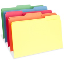 Business Source 1/3 Tab Cut Legal Recycled Top Tab File Folder 8 1/2" x 14" - 3/4" Expansion - Top Tab Location - Assorted Tab Position - 11 pt. - 1 Plys - Assorted - Acid-free - 10% Recycled - 100 / Box