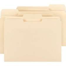 Business Source 1/3 Tab Cut Letter Recycled Top Tab File Folder 8 1/2" x 11" - 3/4" Expansion - Top Tab Location - Assorted Tab Position - 9.5 pt. - 1 Plys - Manila - 10% Recycled - 150 / Box