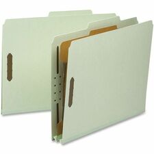 Nature Saver 2/5 Tab Cut Letter Recycled Classification Folder 8 1/2" x 11" - 2" Expansion - Prong K Style Fastener(s) - 2" for Folder, 1" for Divider - 1 Divider(s) - 25 pt. - Tyvek, Fiberboard, Pressboard - Gray/Green - Eco-friendly, Durable, Tyvek Guss