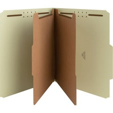 Nature Saver 2/5 Tab Cut Letter Recycled Classification Folder 8 1/2" x 11" - 2" Expansion - Prong K Style Fastener(s) - 2" for Folder, 1" for Divider - 2 Divider(s) - 25 pt. - Fiberboard, Pressboard, Tyvek - Gray/Green - Eco-friendly, Durable, Tyvek Guss