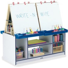 Jonti-Craft Rainbow Accents 4 Station Art Center Freckled Gray, Navy Stand - Floor Standing - Assembly Required - 1 Each