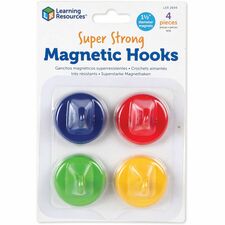 Learning Resources Super Strong Magnetic Hooks Set for Pocket Chart, Flip Book, Hall Pass, Decoration - Metal - Red, Blue, Green, Yellow - 4 / Pack
