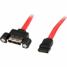 StarTech.com 1 ft eSATA Panel Mount Cable - F/M 1 ft SATA Data Transfer Cable for Hard Drive - First End: 1 x 7-pin eSATA - Female - Second End: 1 x 7-pin SATA - Male - Red - 1 Each