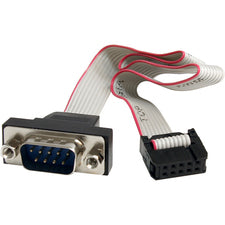 StarTech.com 16in 9 Pin Serial Male to 10 Pin Motherboard Header Panel Mount Cable 1.33 ft Data Transfer Cable for Motherboard - First End: 1 x 9-pin DB-9 RS-232 Serial - Male - Second End: 1 x 10-pin IDC RS-232 Serial - Female - Gray - 1 Each