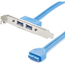 StarTech.com 2 Port USB 3.0 A Female Slot Plate Adapter 2 x 9-pin USB 3.0 Type A - Female - 1 x 20-pin IDC - Female - Blue - 1 Each