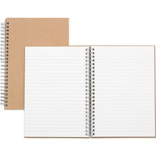 Nature Saver Hardcover Twin Wire Notebooks 80 Sheets - Wire Bound - 0.25" Ruled - Ruled Margin - 22 lb Basis Weight - 8 1/4" x 5 7/8" Sheet Size - Brown Kraft Cover - Hard Cover, Heavyweight, Micro Perforated - Recycled - 1 Each