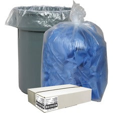 Nature Saver Recycled Trash Can Liners Extra Large Size - 60 gal Capacity - 58" Length x 38" Width x 1.50 mil (38 Micron) Thickness - Low Density - Clear - Pilferage Control - Recycled - 100 / Carton