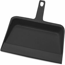Genuine Joe Heavy-duty Plastic Dust Pan 12" Wide - Plastic - Black - 1 Each