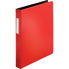 Business Source Slanted D-ring Binders 1" Binder Capacity - 3 Ring(s) - Fastener(s): D-Ring - Pocket(s): 2, Internal - Chipboard, Polypropylene - Red - PVC-free, Non-stick, Spine Label, Gap-free Ring, Non-glare, Heavy Duty, Open and Closed Triggers - 1 Ea