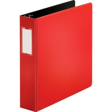 Business Source Slanted D-ring Binders 2" Binder Capacity - 3 Ring(s) - Fastener(s): D-Ring - Pocket(s): 2, Internal - Chipboard, Polypropylene - Red - PVC-free, Non-stick, Spine Label, Gap-free Ring, Non-glare, Heavy Duty, Open and Closed Triggers - 1 Ea