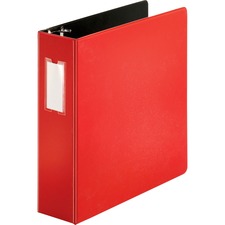 Business Source Slanted D-ring Binders 3" Binder Capacity - 3 Ring(s) - Fastener(s): D-Ring - Pocket(s): 2, Internal - Chipboard, Polypropylene - Red - PVC-free, Non-stick, Spine Label, Gap-free Ring, Non-glare, Heavy Duty, Open and Closed Triggers - 1 Ea