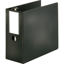 Business Source Slanted D-ring Binders 5" Binder Capacity - Letter - 8 1/2" x 11" Sheet Size - 3 Ring(s) - Fastener(s): D-Ring - Pocket(s): 2, Internal - Chipboard, Polypropylene - Black - PVC-free, Non-stick, Spine Label, Gap-free Ring, Non-glare, Heavy