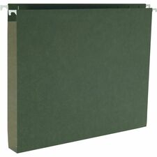 Business Source 1/5 Tab Cut Letter Recycled Hanging Folder 8 1/2" x 11" - Capacity1" Expansion - Standard Green - 10% Recycled - 25 / Box