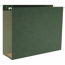 Business Source 1/5 Tab Cut Letter Recycled Hanging Folder 8 1/2" x 11" - Capacity3" Expansion - Standard Green - 10% Recycled - 25 / Box
