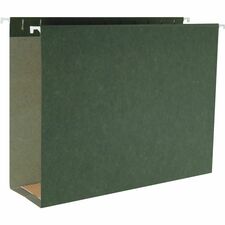 Business Source 1/5 Tab Cut Legal Recycled Hanging Folder 8 1/2" x 14" - Capacity3" Expansion - Standard Green - 10% Recycled - 25 / Box