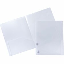 Business Source 78498 Letter Pocket Folder 8 1/2" x 11" - 60 Sheets Capacity - 2 Pocket(s) - Poly - Clear - 5 / Pack