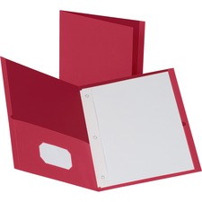 Business Source Letter Recycled Pocket Folder 8 1/2" x 11" - 100 Sheets Capacity - 3 x Prong Fastener(s) - 1/2" Fastener Capacity - 2 Inside Front & Back Pocket(s) - Leatherette - Red - 35% Recycled - 25 / Box