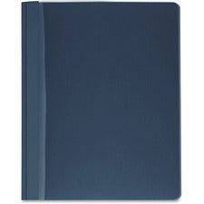 Business Source Letter Report Cover 8 1/2" x 11" - 100 Sheets Capacity - 3 x Prong Fastener(s) - Clear, Dark Blue - Textured, Non-stick - 25 / Box