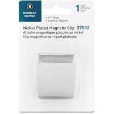 Business Source Nickel Plated Magnetic Clips 1.5" Length - Chrome - Metal - 1 Each