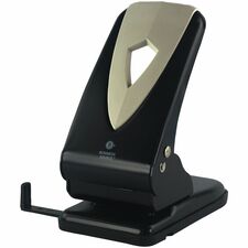 Business Source Two-hole Metal Punch 2 Punch Head(s) - 65 Sheet of 20lb Paper - 1/4" Punch Size - Metal - Black, Gray