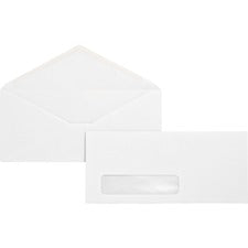 Business Source No. 10 Diagonal Seam Window Envelopes Single Window - #10 - 4 1/8" Width x 9 1/2" Length - 24 lb - Gummed - White - Wove - 500 / Box