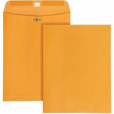 Quality Park 10 x 13 High Bulk Clasp Envelopes with Deeply Gummed Flaps Clasp - 10" Width x 13" Length - Gummed - Clear - Kraft - 100 / Box
