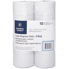Business Source 1-Ply 155' Adding Machine Paper Rolls 1 3/4" x 155 ft - 13.80 lb Basis Weight - Sustainable Forestry Initiative (SFI) - Lint-free - White - 10 / Pack