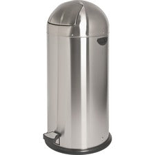 Genuine Joe 13.5 Gallon Pedal Receptacle Bin 13.50 gal Capacity - Easy to Clean, Foot Pedal - 37.4" Height x 17.5" Diameter - Steel - Stainless Steel - 1 Each