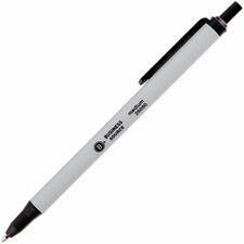 Business Source Retractable Ballpoint Pens Medium Pen Point - Retractable - Black Ink - Gray Barrel - 1 Dozen