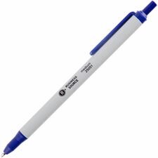 Business Source Retractable Ballpoint Pens Medium Pen Point - Retractable - Blue Ink - Gray Barrel - 1 Dozen