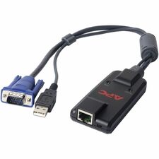 APC by Schneider Electric KVM 2G, Server Module, USB KVM Cable for Keyboard/Mouse, Monitor, KVM Switch - First End: 1 x 15-pin HD-15 - Male, 1 x USB Type A - Male - Second End: 1 x RJ-45 Network - Female - Black - 1 Each - TAA Compliant