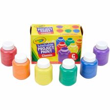 Crayola Washable Kids' Paint Set 6 Color(s) - Yellow, White, Orange, Green, Red, Blue - 2 fl oz - Washable - 6 / Set