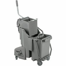 Unger SmartColor Dual-Compartment Mop Bucket 7.93 gal - Light Weight, Ergonomic Design, Caster, Comfortable - Plastic - Black - 1 / Carton