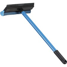 Ettore Auto Squeegee Scrubber 8" Rubber Blade - 16" Aluminum Handle - 3" Height x 7.8" Width x 22" Length - Durable, Streak-free, Lightweight - Blue - 1Each