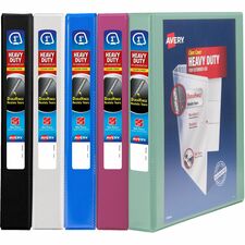 Avery&reg; Heavy-Duty View Binder 1" Binder Capacity - Letter - 8 1/2" x 11" Sheet Size - 250 Sheet Capacity - 250 Ring(s) - Fastener(s): Slant Ring - Pocket(s): 4 - Polypropylene - Black, Pacific Blue, Red, White, Yellow - Adhesive, Heavy Duty, Label Hol