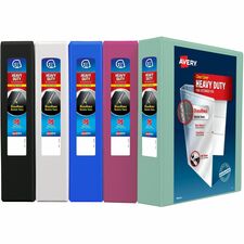 Avery&reg; Heavy-Duty View Binder 1 1/2" Binder Capacity - Letter - 8 1/2" x 11" Sheet Size - 375 Sheet Capacity - 375 Ring(s) - Fastener(s): Slant Ring - Pocket(s): 4 - Polypropylene - Black, Pacific Blue, Red, White, Yellow - Adhesive, Heavy Duty, Label
