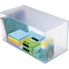 Deflecto Stackable Cube Organizer 1 Compartment(s) - 6" Height x 12" Width x 6" Depth - Stackable, Sturdy, Removable Divider, Removable Drawer - Clear - Plastic - 1 Each