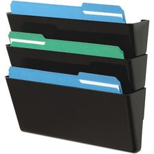 Deflecto Stackable DocuPocket Set 3 Pocket(s) - 7" Height x 13" Width x 4" Depth - Durable - Black - 1 Each