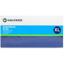 Halyard Synthetic Plus PF Vinyl Exam Gloves 9.50" Glove Length - Polymer Coating - X-Large Size - For Right/Left Hand - Clear - Latex-free, Non-sterile - 90 / Box