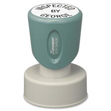 Xstamper Custom Round Pre-inked Stamp Custom Message Stamp - 1.19" Impression Diameter - 50000 Impression(s) - Green, Gray - Plastic - Recycled - 1 Each