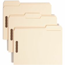 Smead 1/3 Tab Cut Letter Recycled Fastener Folder 8 1/2" x 11" - 2 x 2K Fastener(s) - Top Tab Location - Assorted Tab Position - 18 pt. - 1 Plys - Manila - 10% Paper Recycled - 50 / Box