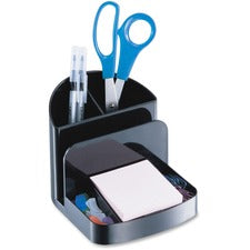 Officemate Deluxe Desk Organizer 5 Compartment(s) - 5" Height x 5.38" Width x 6.75" Depth - Desktop - 30% Recycled - Black - Plastic - 1 Each