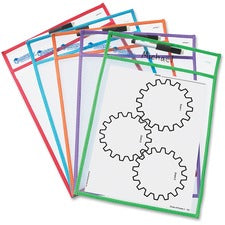 Learning Resources Write-and-wipe Pockets White Surface - Portable - Reusable - 5 / Set