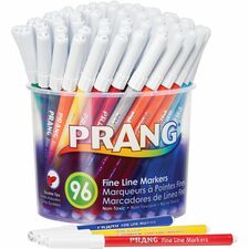 Prang Fine Line Classic Markers Set 2.75 mm Fine Marker Point - Washable - Black, Blue, Brown, Gray, Green, Light Blue, Light Green, Orange, Pink, Purple, Red, ... Ink - 96 / Set