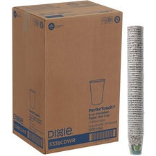 Dixie PerfecTouch 8 oz Insulated Wrapped Paper Hot Coffee Cups by GP Pro 8 fl oz - Multi - Paper - Hot Food, Cold Food, Coffee - 1000 / Carton